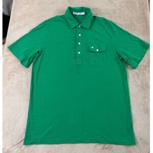 Criquet Polo Shirt Mens Size Large Green Pima Cotton Short Sleeve Pocket